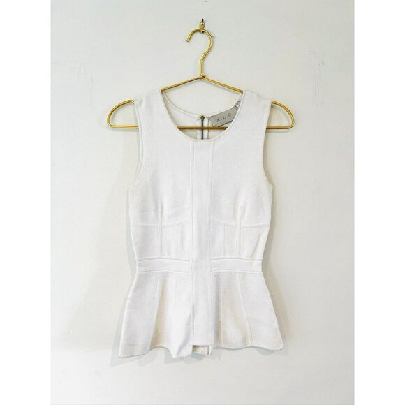 A.L.C. Knit top White XS Peplum Blouse - Picture 1 of 14